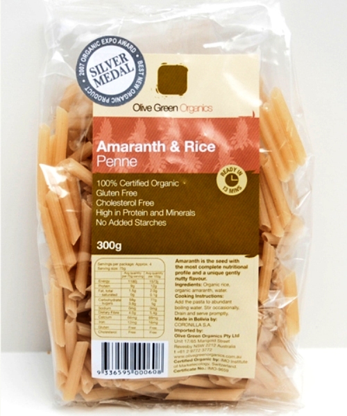 Amaranth Rice Penne Olive Green Organic (300g)